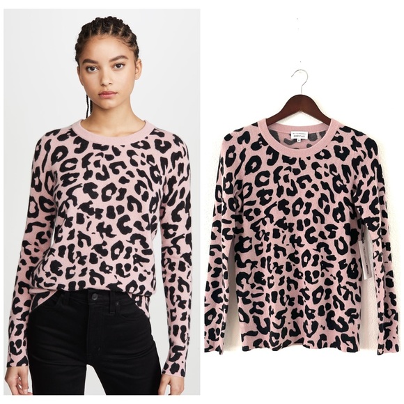 NWT White + Warren Cashmere Sweater Leopard - Picture 7 of 16